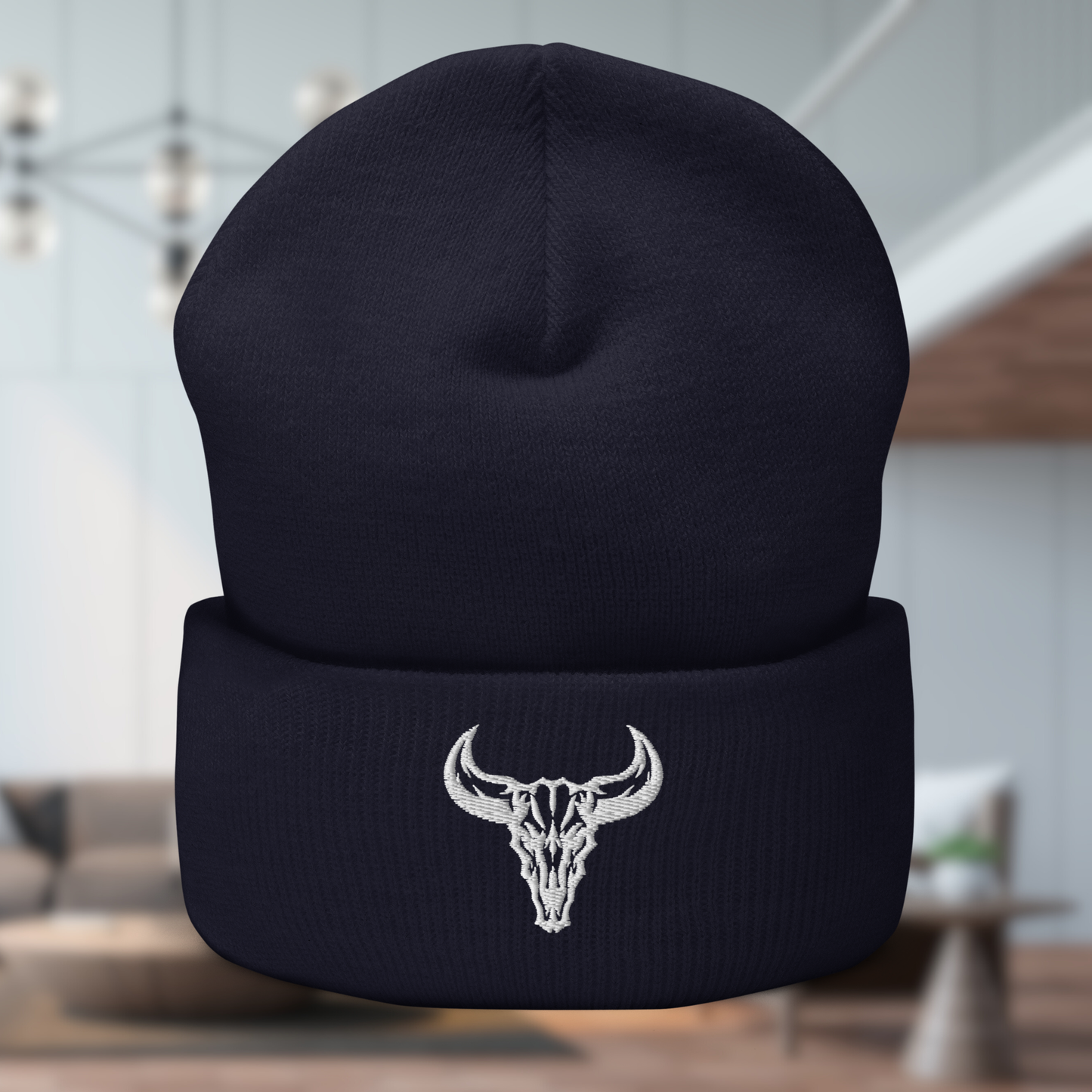 "Emblem" Beanie with Embroidered Logo (Dark Colors)