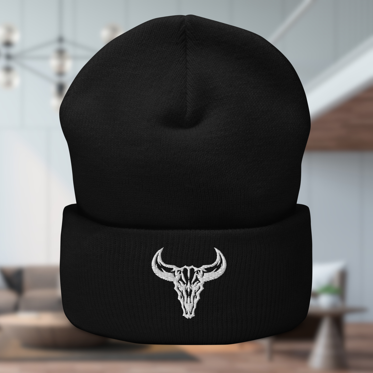 "Emblem" Beanie with Embroidered Logo (Dark Colors)
