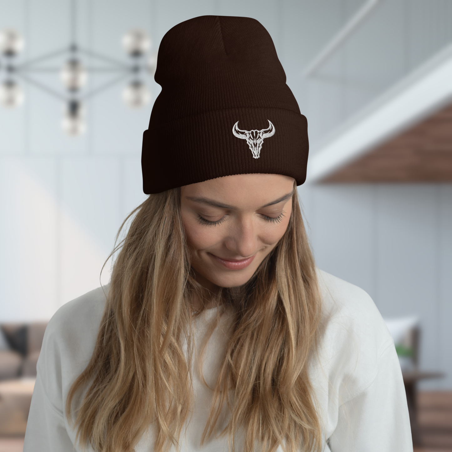 "Emblem" Beanie with Embroidered Logo (Dark Colors)
