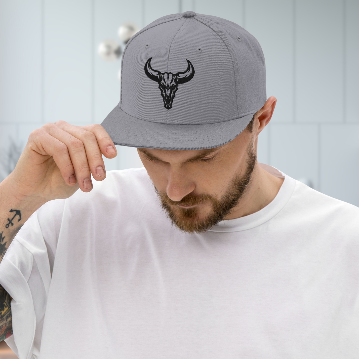 "Emblem" Snapback Cap with Embroidered Logo (Light Colors)