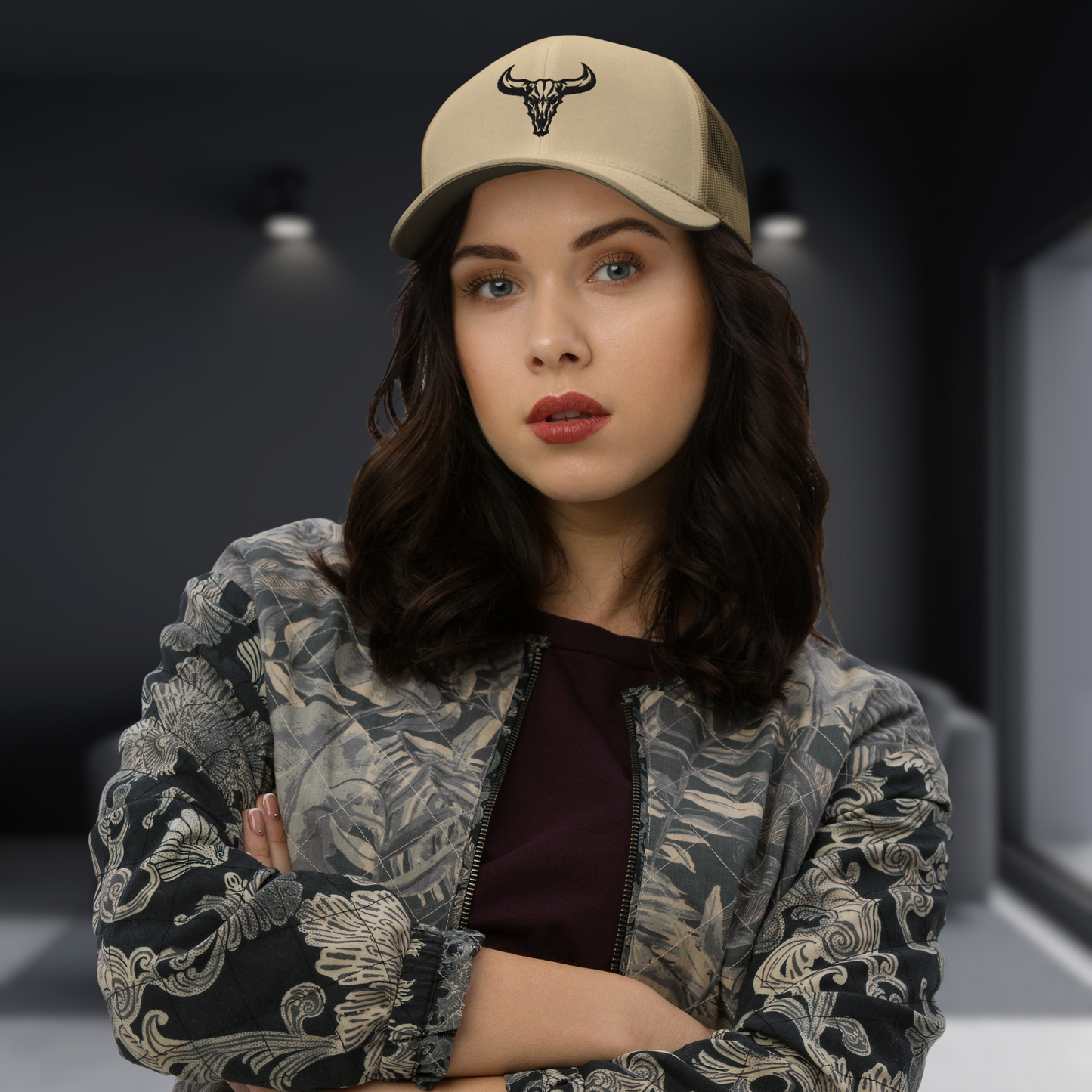 "Emblem" Trucker Cap with Embroidered Logo (Light Colors)