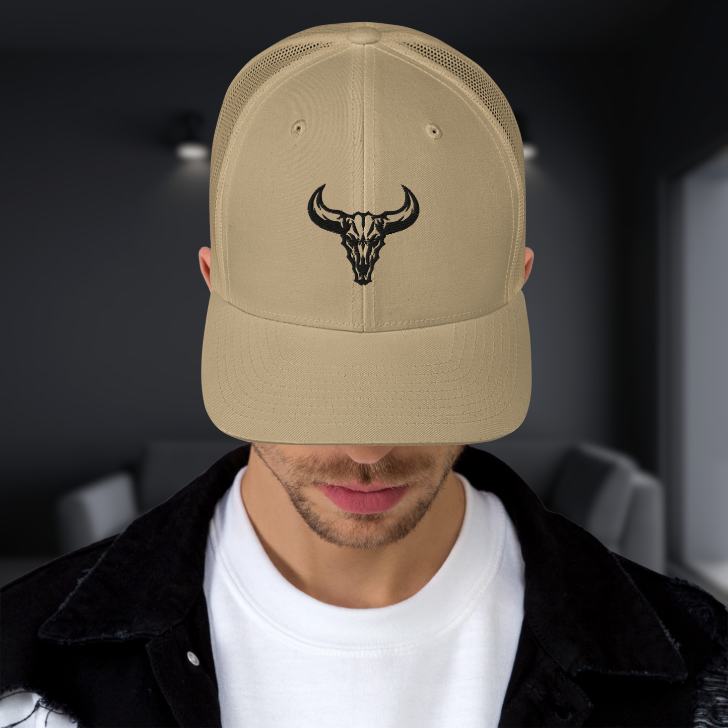 "Emblem" Trucker Cap with Embroidered Logo (Light Colors)