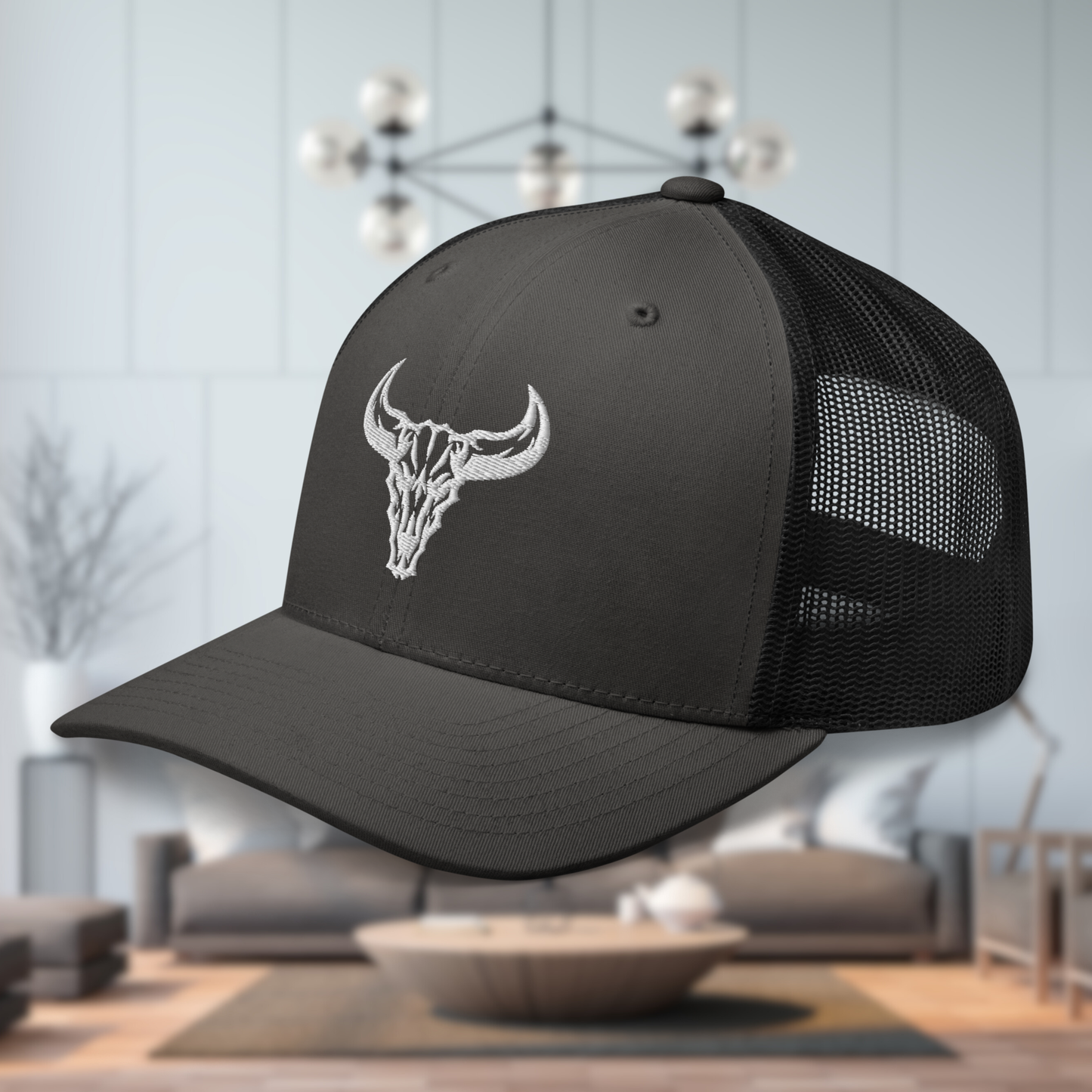 "Emblem" Trucker Cap with Embroidered Logo (Dark Colors)