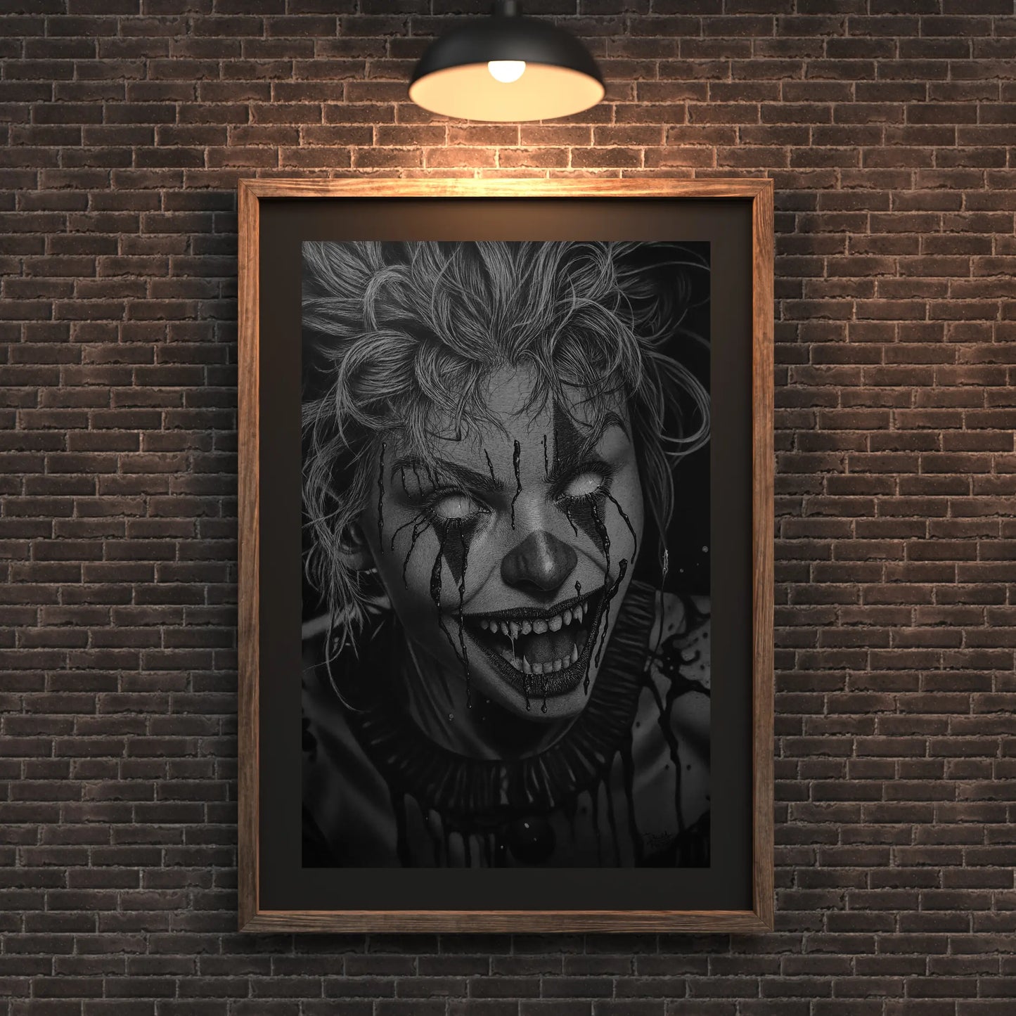 Dibujo “Lágrimas de Sangre” en un marco oscuro para vista previa.