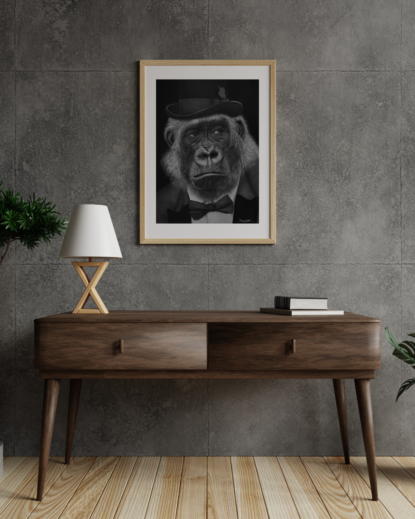 Original Work "How Cute!": Charcoal Portrait of a Gorilla