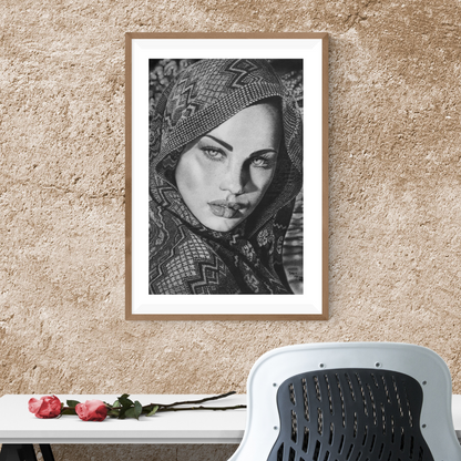 Lámina de Arte "Mirada Árabe" - Retrato Hiperrealista