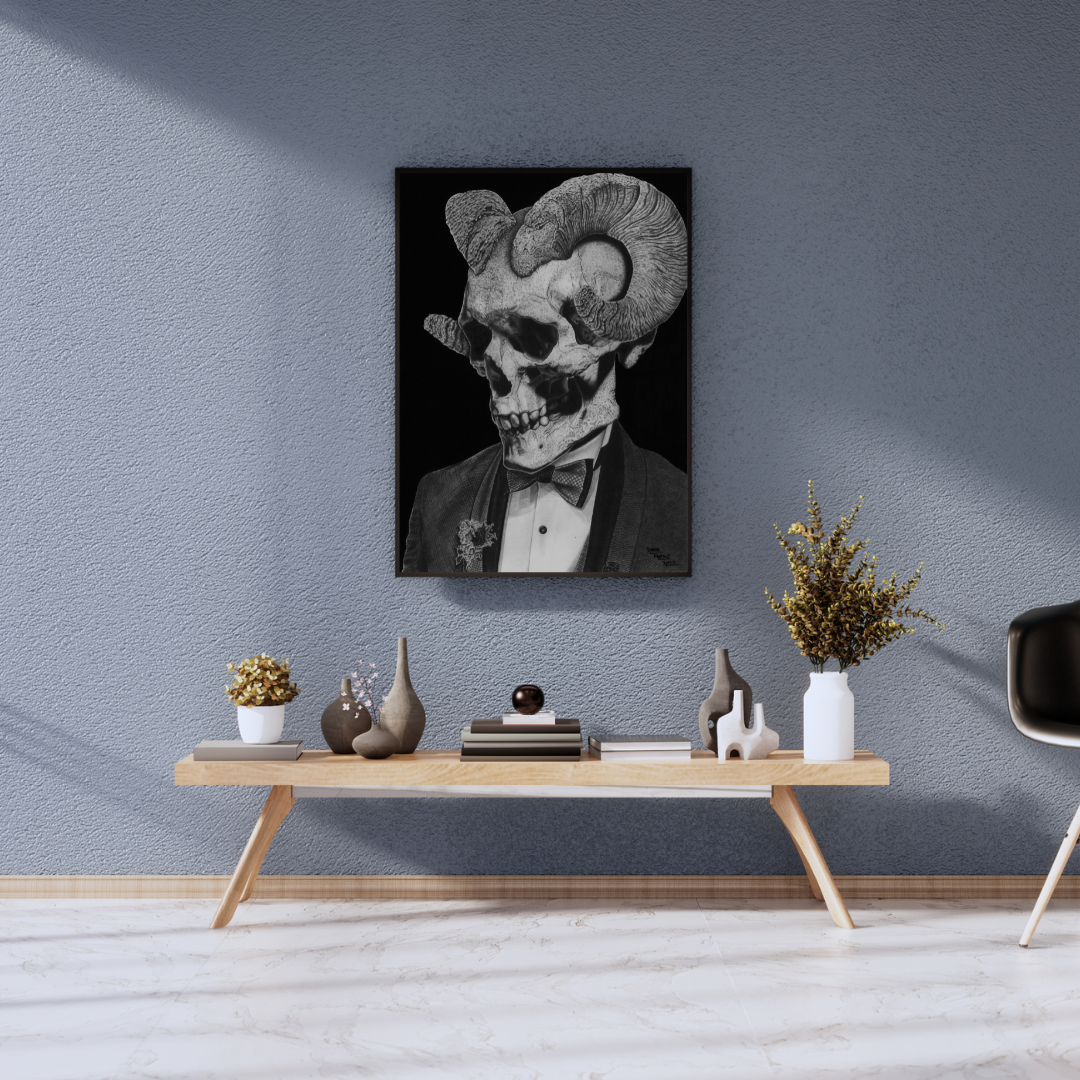 Lámina de Arte "Cabravera" - Calavera Gótica de Etiqueta