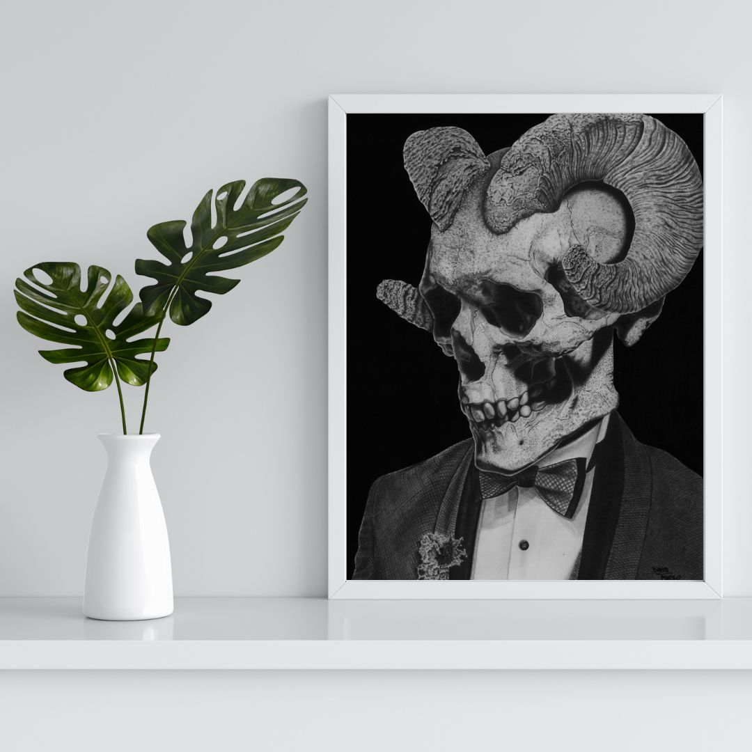 Lámina de Arte "Cabravera" - Calavera Gótica de Etiqueta