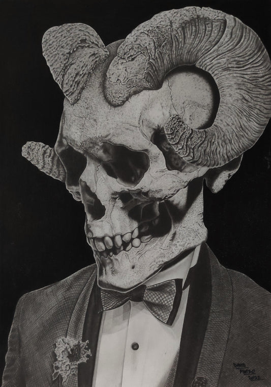Original Work "Cabravera": Hyperrealist Gothic Art in Graphite