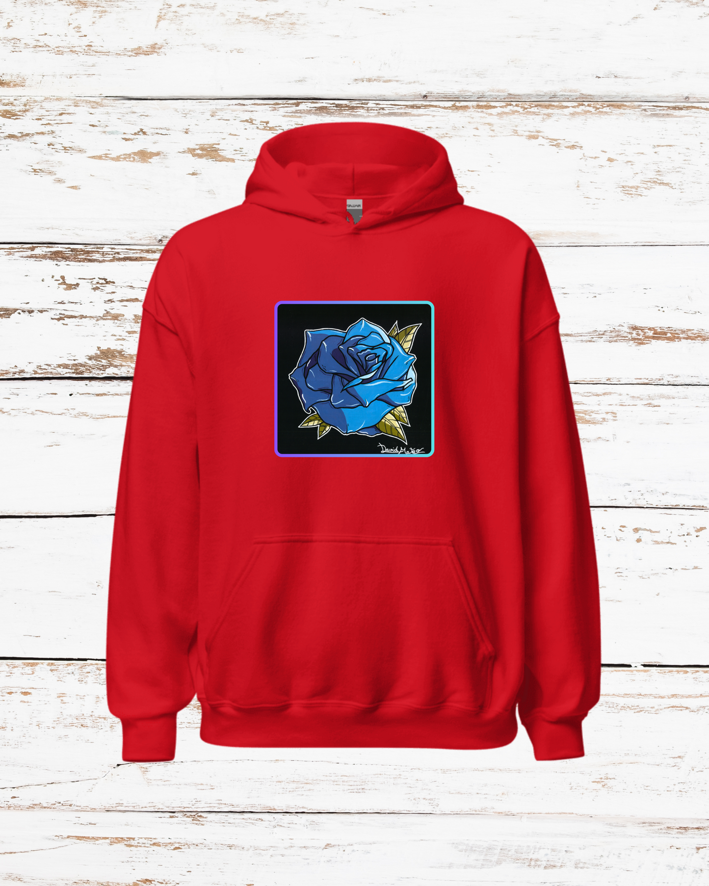Sudadera con Capucha – Rosa Azul, Diseño Artístico