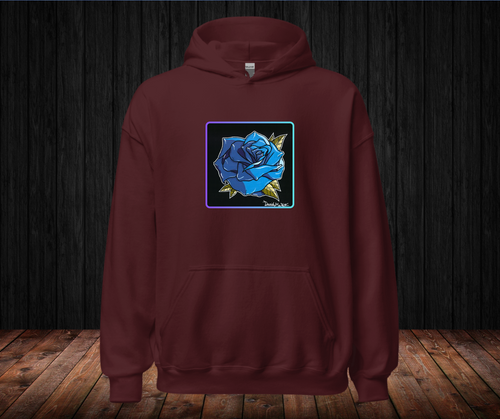 Sudadera con Capucha – Rosa Azul, Diseño Artístico