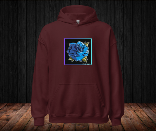 Sudadera con Capucha – Rosa Azul, Diseño Artístico