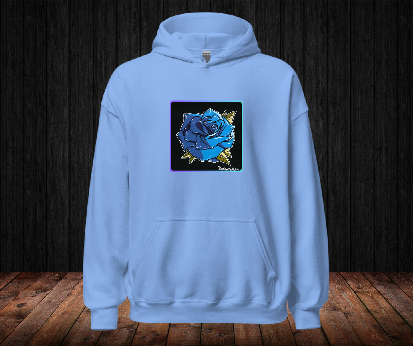 Sudadera con Capucha – Rosa Azul, Diseño Artístico