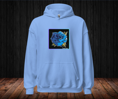 Sudadera con Capucha – Rosa Azul, Diseño Artístico