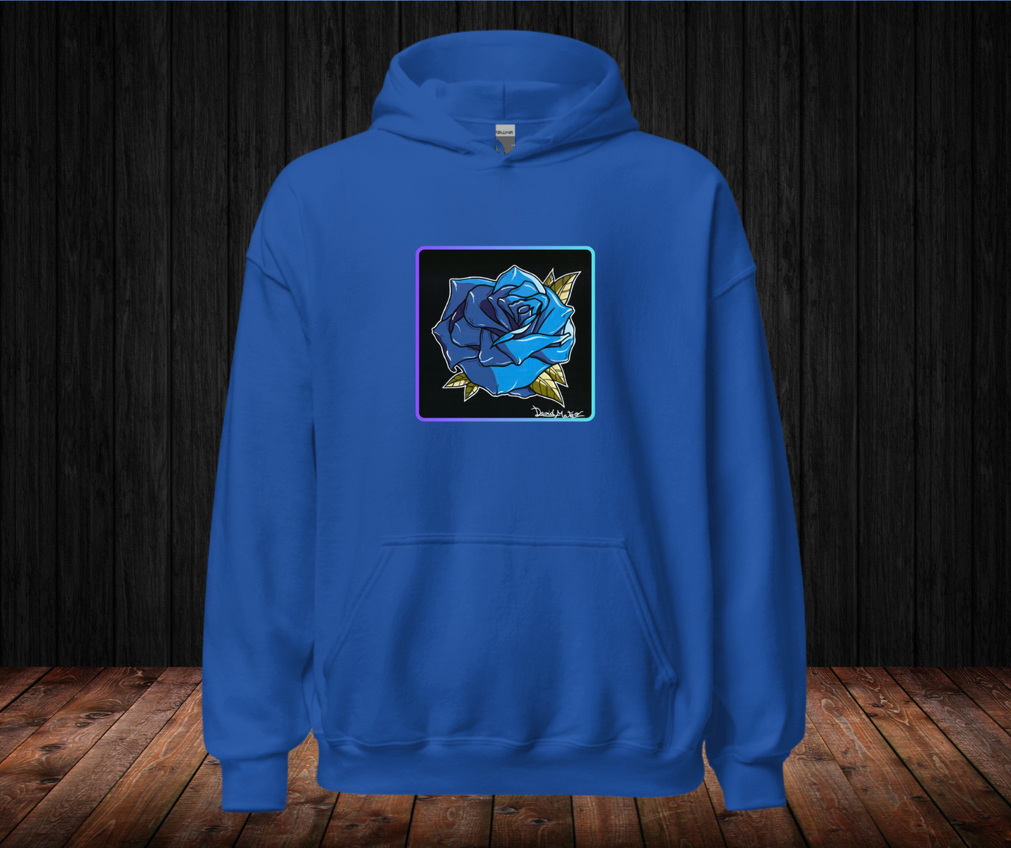 Sudadera con Capucha – Rosa Azul, Diseño Artístico
