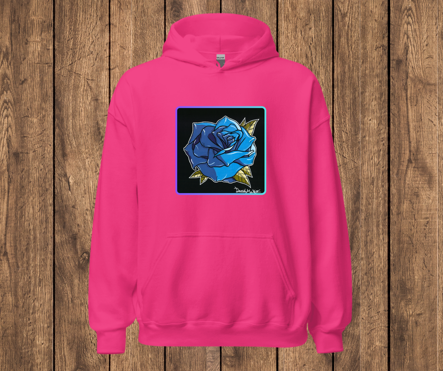 Sudadera con Capucha – Rosa Azul, Diseño Artístico