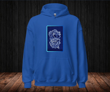 Sudadera con Capucha – Rosas Azules a Bolígrafo
