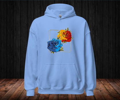 Sudadera con Capucha – Rosa Neotradicional, Diseño a Mano