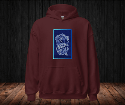 Sudadera con Capucha – Rosas Azules a Bolígrafo