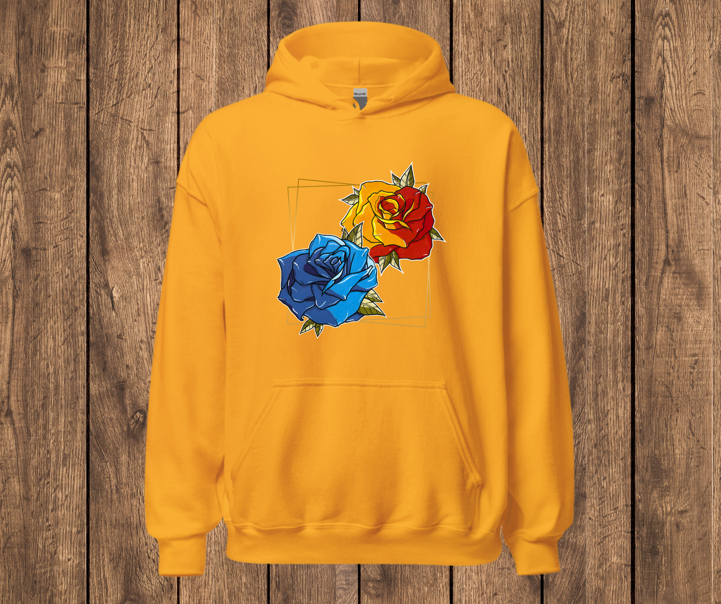Sudadera con Capucha – Rosa Neotradicional, Diseño a Mano