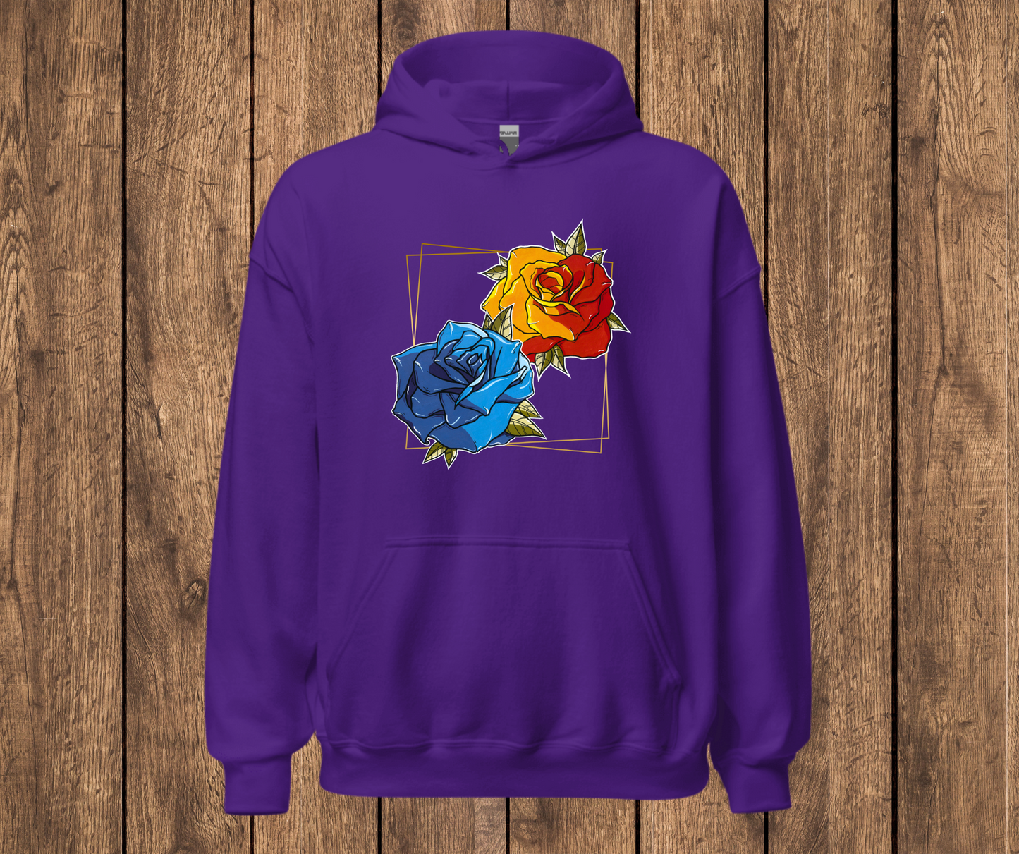 Sudadera con Capucha – Rosa Neotradicional, Diseño a Mano