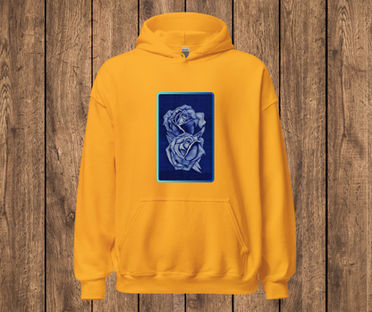 Sudadera con Capucha – Rosas Azules a Bolígrafo
