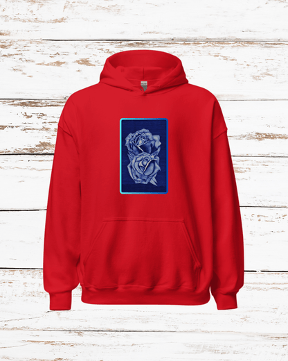 Sudadera con Capucha – Rosas Azules a Bolígrafo