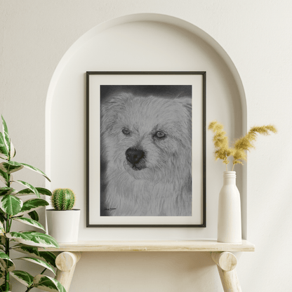 Lámina Fine Art "Peeta": Retrato Íntimo a Grafito - El Alma de un Amigo Fiel