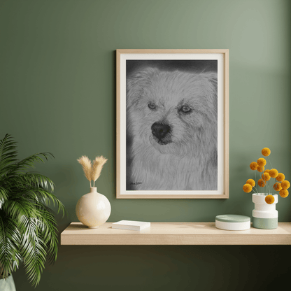 Lámina Fine Art "Peeta": Retrato Íntimo a Grafito - El Alma de un Amigo Fiel