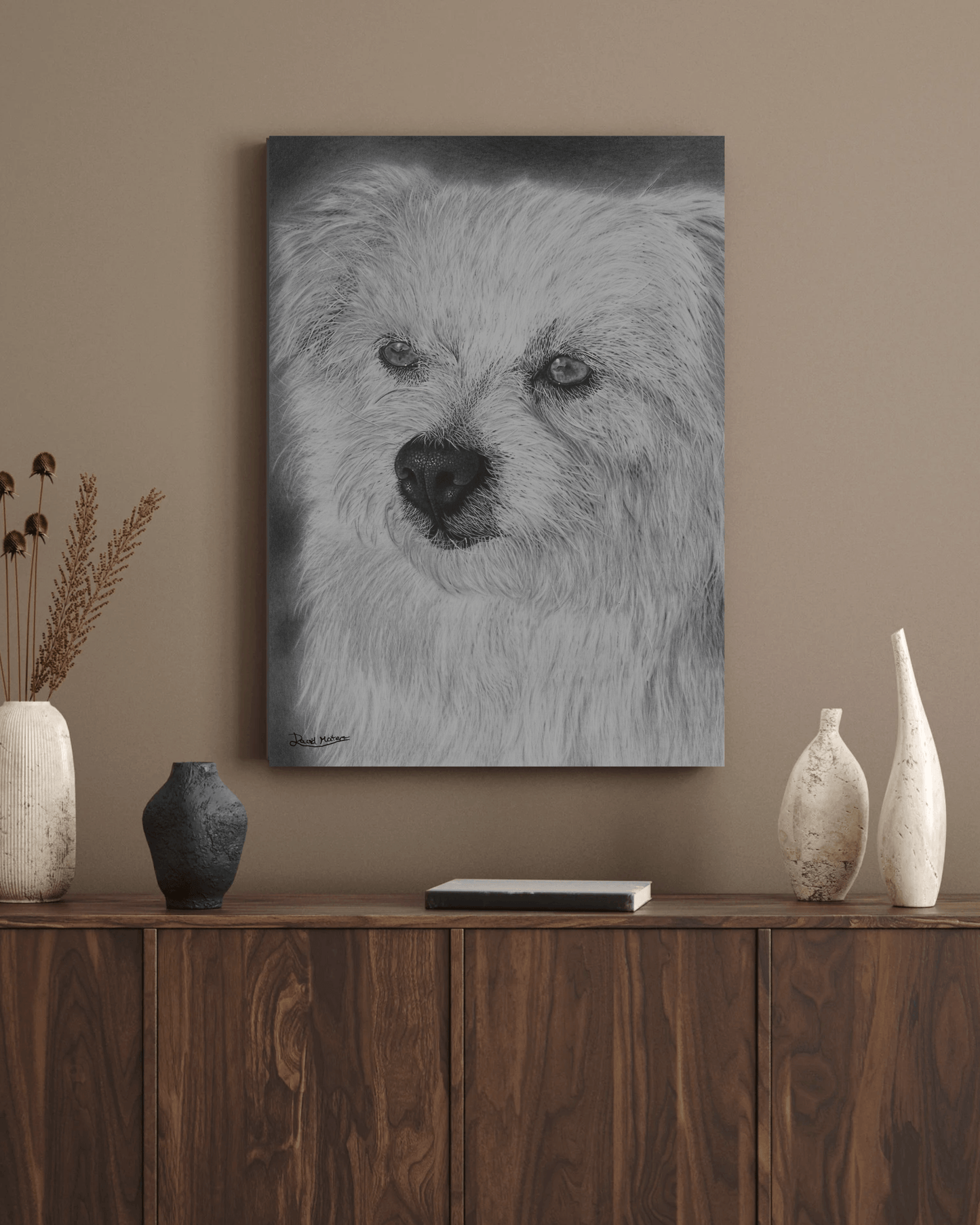 Lámina Fine Art "Peeta": Retrato Íntimo a Grafito - El Alma de un Amigo Fiel