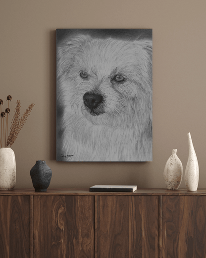 Lámina Fine Art "Peeta": Retrato Íntimo a Grafito - El Alma de un Amigo Fiel