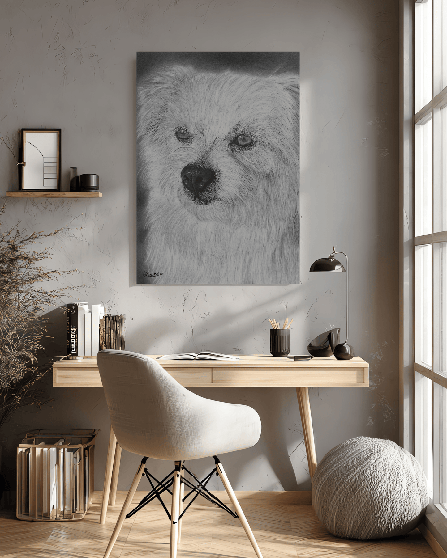 Lámina Fine Art "Peeta": Retrato Íntimo a Grafito - El Alma de un Amigo Fiel