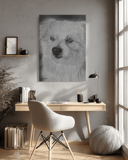 Lámina Fine Art "Peeta": Retrato Íntimo a Grafito - El Alma de un Amigo Fiel