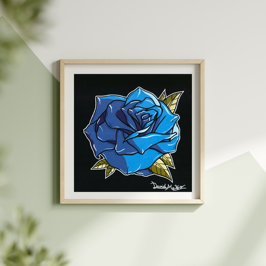 Lámina "Rosa de Tinta Azul" - Arte Neo Tradicional