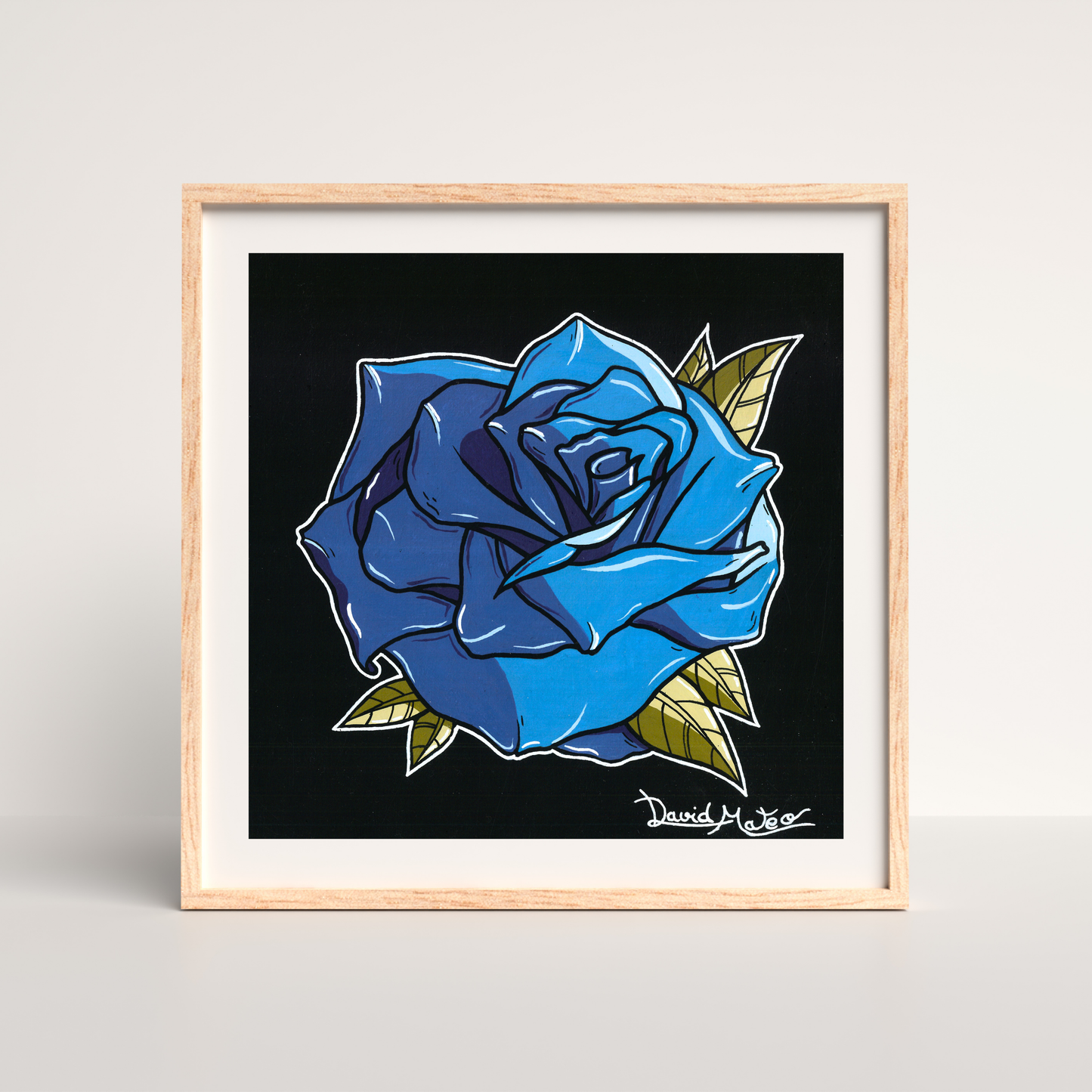 Lámina "Rosa de Tinta Azul" - Arte Neo Tradicional