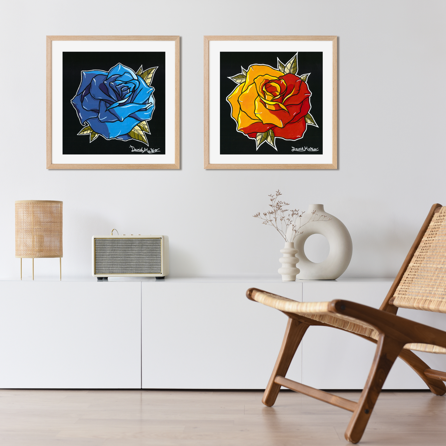 Lámina "Rosa de Tinta Azul" - Arte Neo Tradicional