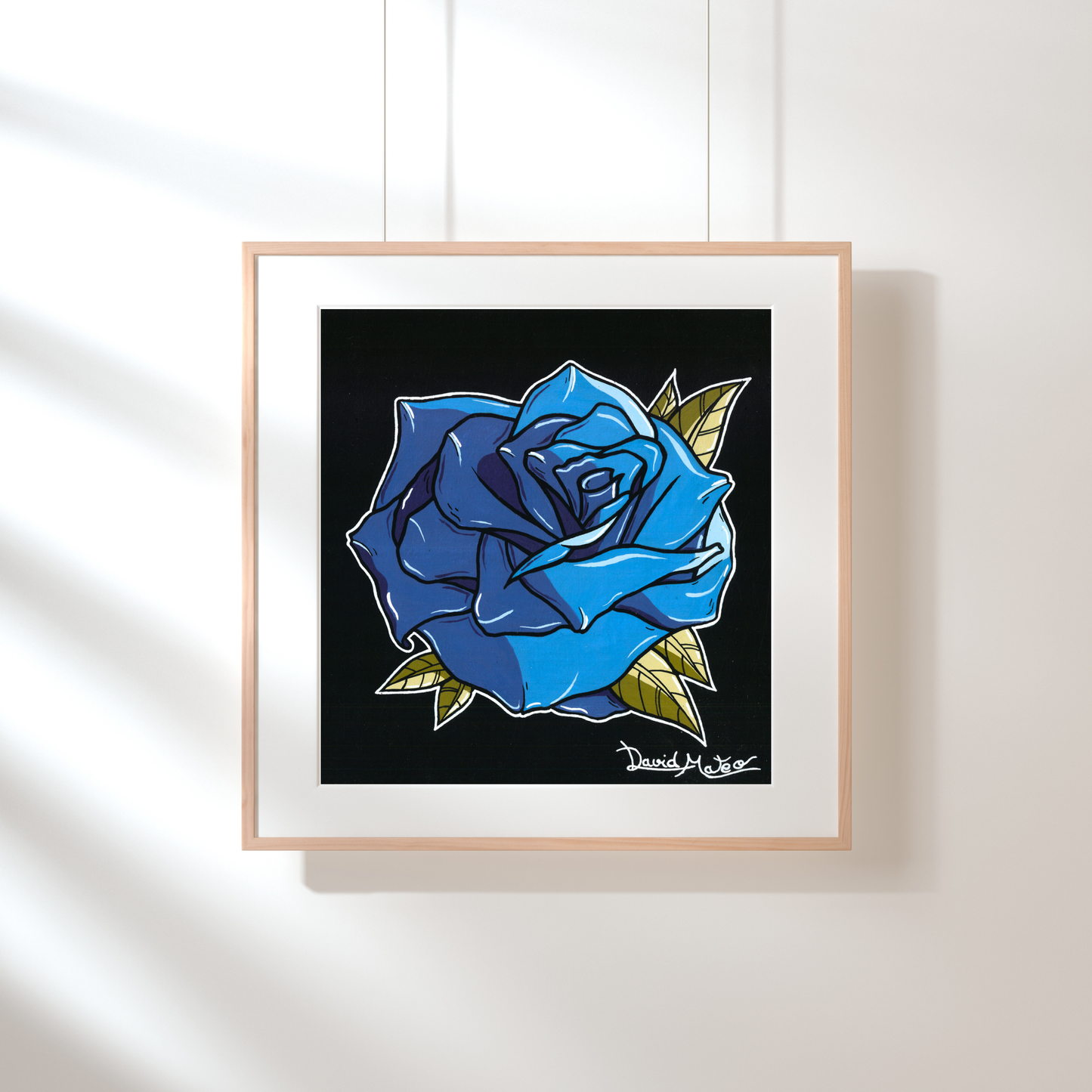 Lámina "Rosa de Tinta Azul" - Arte Neo Tradicional