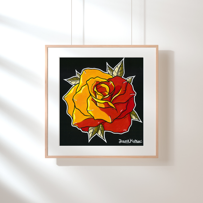 Lámina "Rosa de Fuego" - Arte Neo Tradicional
