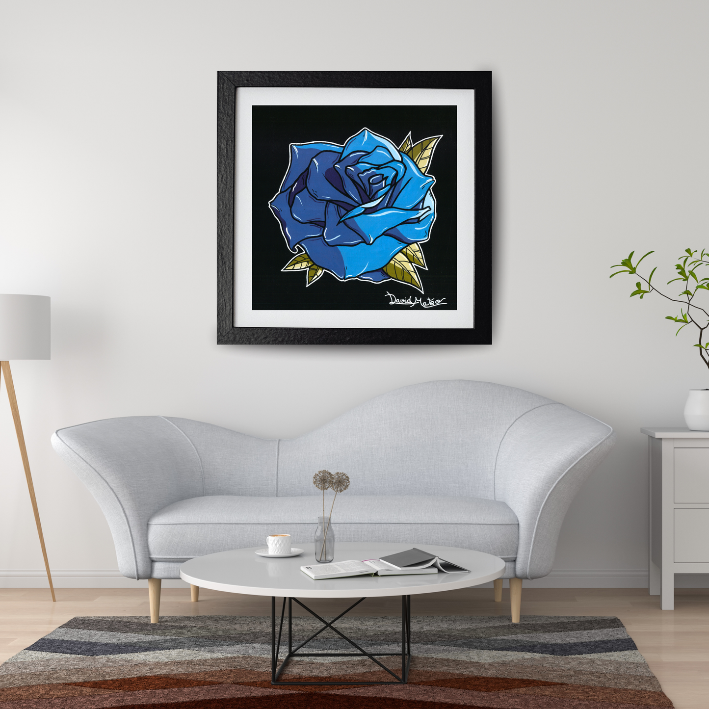 Lámina "Rosa de Tinta Azul" - Arte Neo Tradicional