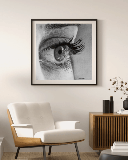 Lámina "Reflejos" – Dibujo Hiperrealista de Ojo