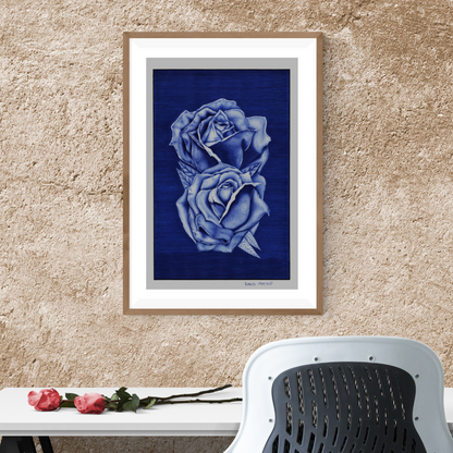 Lámina "Rosas de Tinta Azul" - Dibujo a Bolígrafo