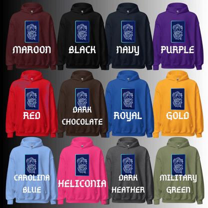 Sudadera con Capucha – Rosas Azules a Bolígrafo