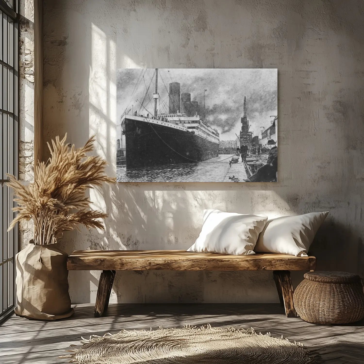 Detalle del proceso artístico a lápiz y carboncillo de la obra El Titán del Océano, resaltando la técnica manual del artista David Mateo.