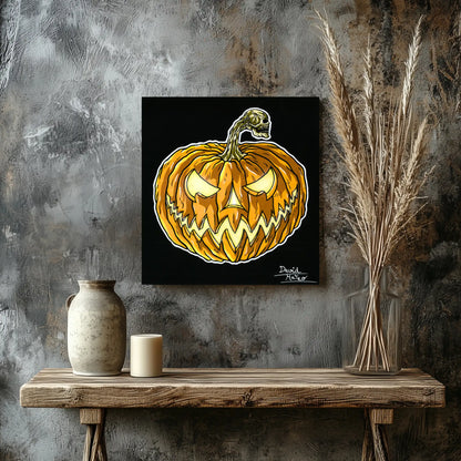 Detalle de la calidad de impresión y textura del papel mate de la lámina artística El Espíritu de Halloween.