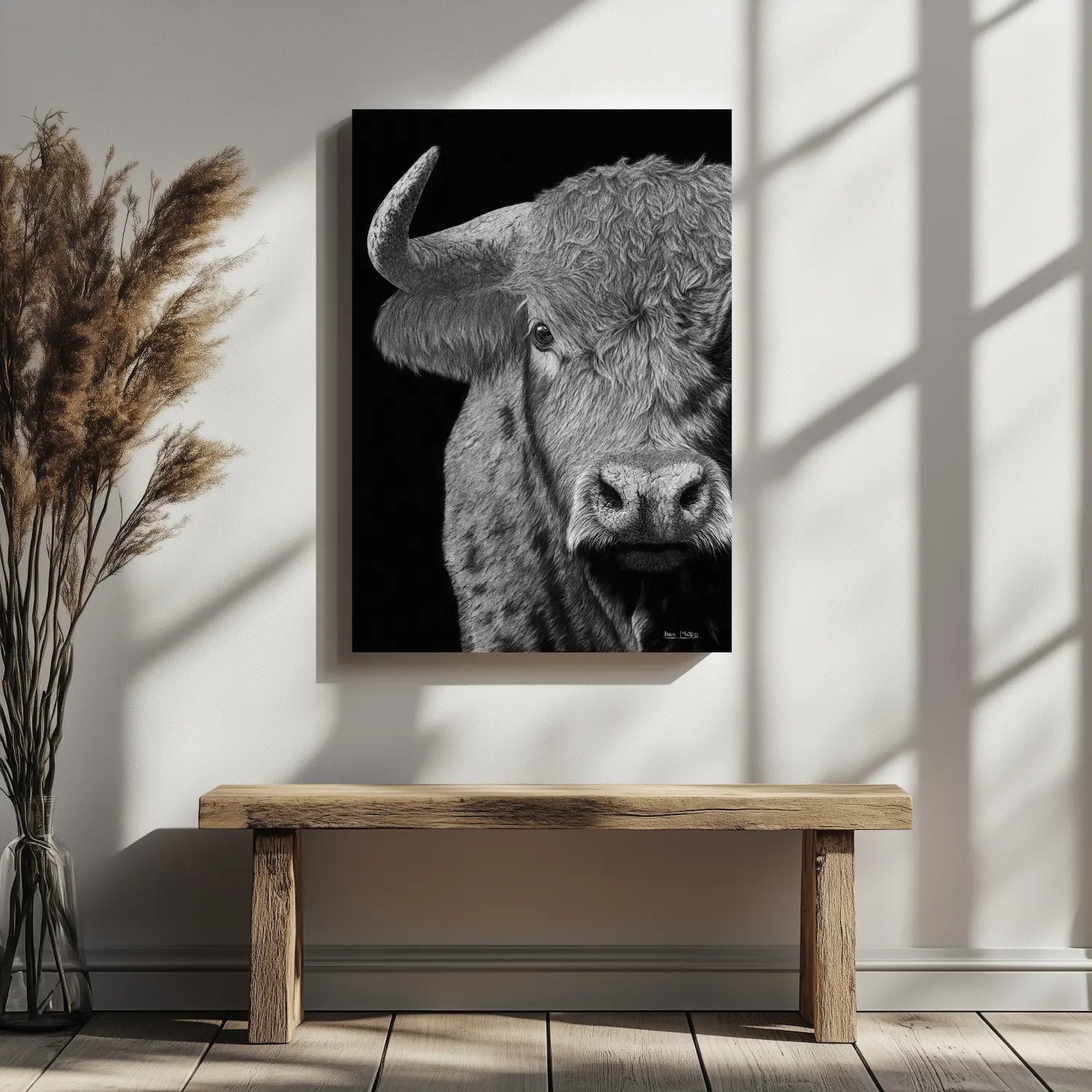 Cuadro decorativo moderno de un toro salvaje ideal para la decoración del hogar.