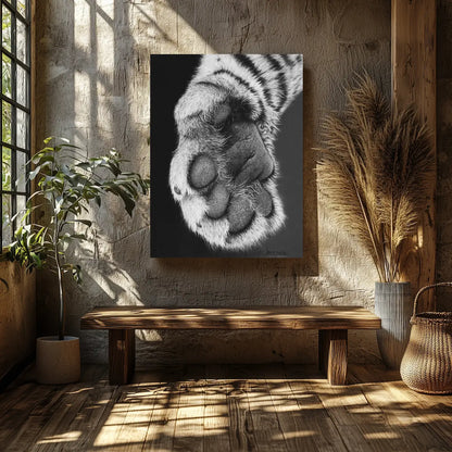 Cuadro decorativo moderno de una zarpa de tigre ideal para la decoración del hogar.