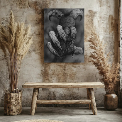 Cuadro decorativo para salón de una mano demoníaca de arte gótico.