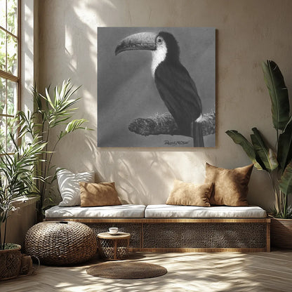 Cuadro moderno para la decoración del hogar de un dibujo a lápiz de un tucán.