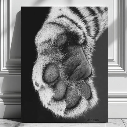 Cuadro moderno ideal para la decoración del hogar con una zarpa de tigre dibujado a mano por David Mateo.