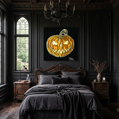 Cuadro moderno para la decoración del hogar de una calabaza de Halloween del artista David Mateo.